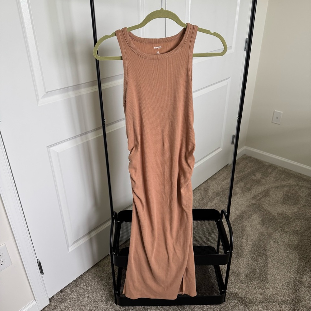 Sleeveless Tan Maxi Dress maternity racerback